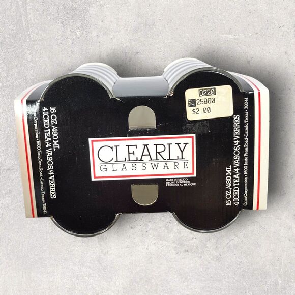 Vintage Crisa Clearly Glassware 16oz Striped Tumblers Set of 4 w/ Box Libbey - Picture 6 of 10